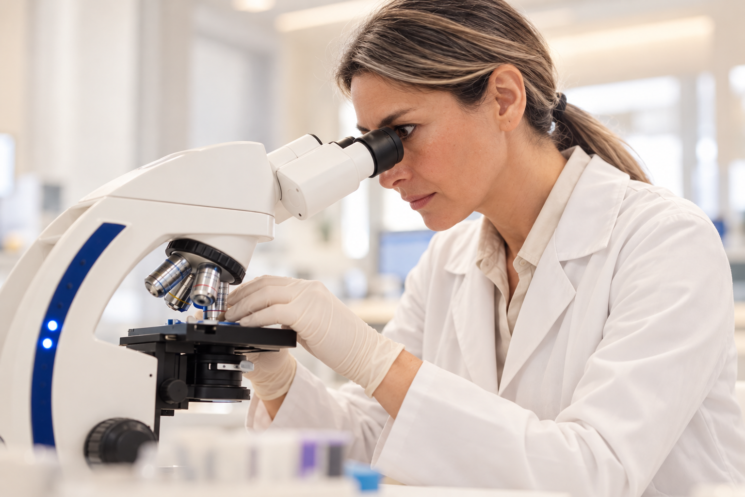 Investigadora analizando una muestra para el estudio del ADN y la salud
